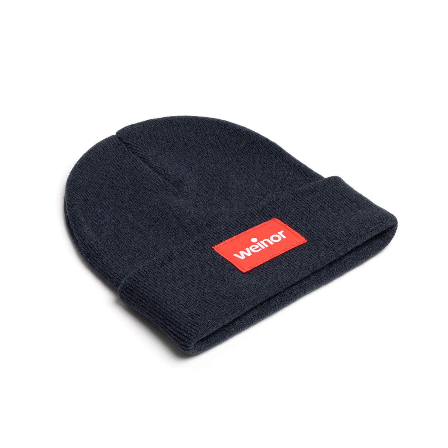 Dunkler Beanie mit rotem weinor Label